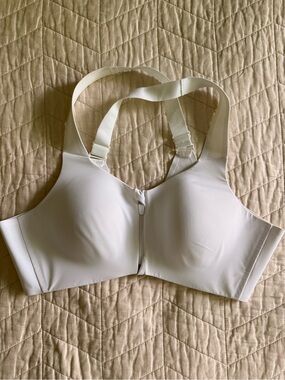Knix White Front-Zip Sports Bra
